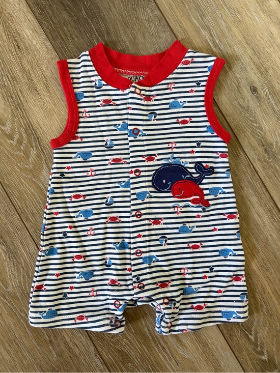 Quacker Jack Other - Quacker Jack Red, White, & Blue Beachy Baby Romper